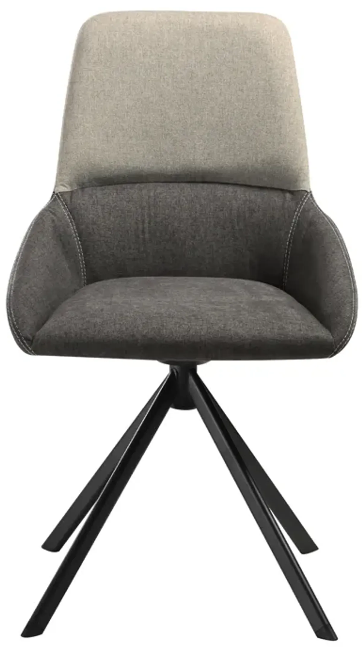 Maverick Swivel Upholstered Dining Chair in Two-Tone Fabric Gray with Black Metal Legs - Set of 2