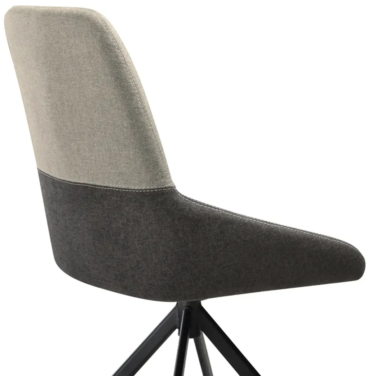 Maverick Swivel Upholstered Dining Chair in Two-Tone Fabric Gray with Black Metal Legs - Set of 2