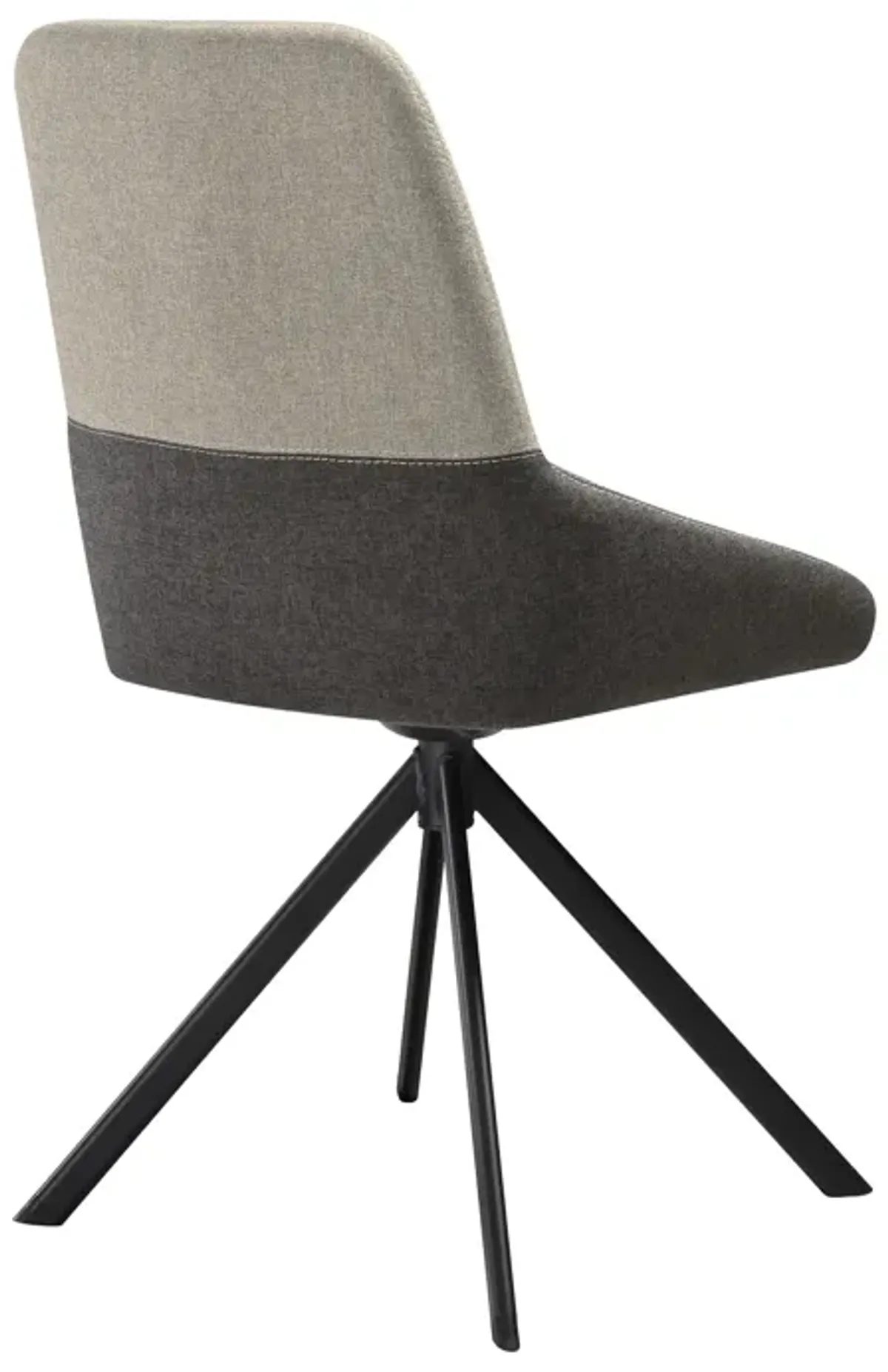 Maverick Swivel Upholstered Dining Chair in Two-Tone Fabric Gray with Black Metal Legs - Set of 2