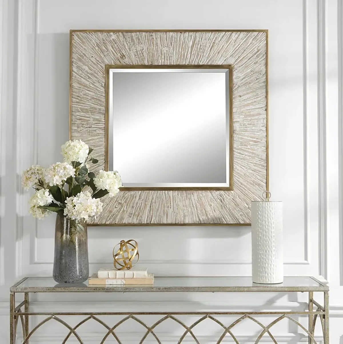 Wharton Whitewashed Square Mirror