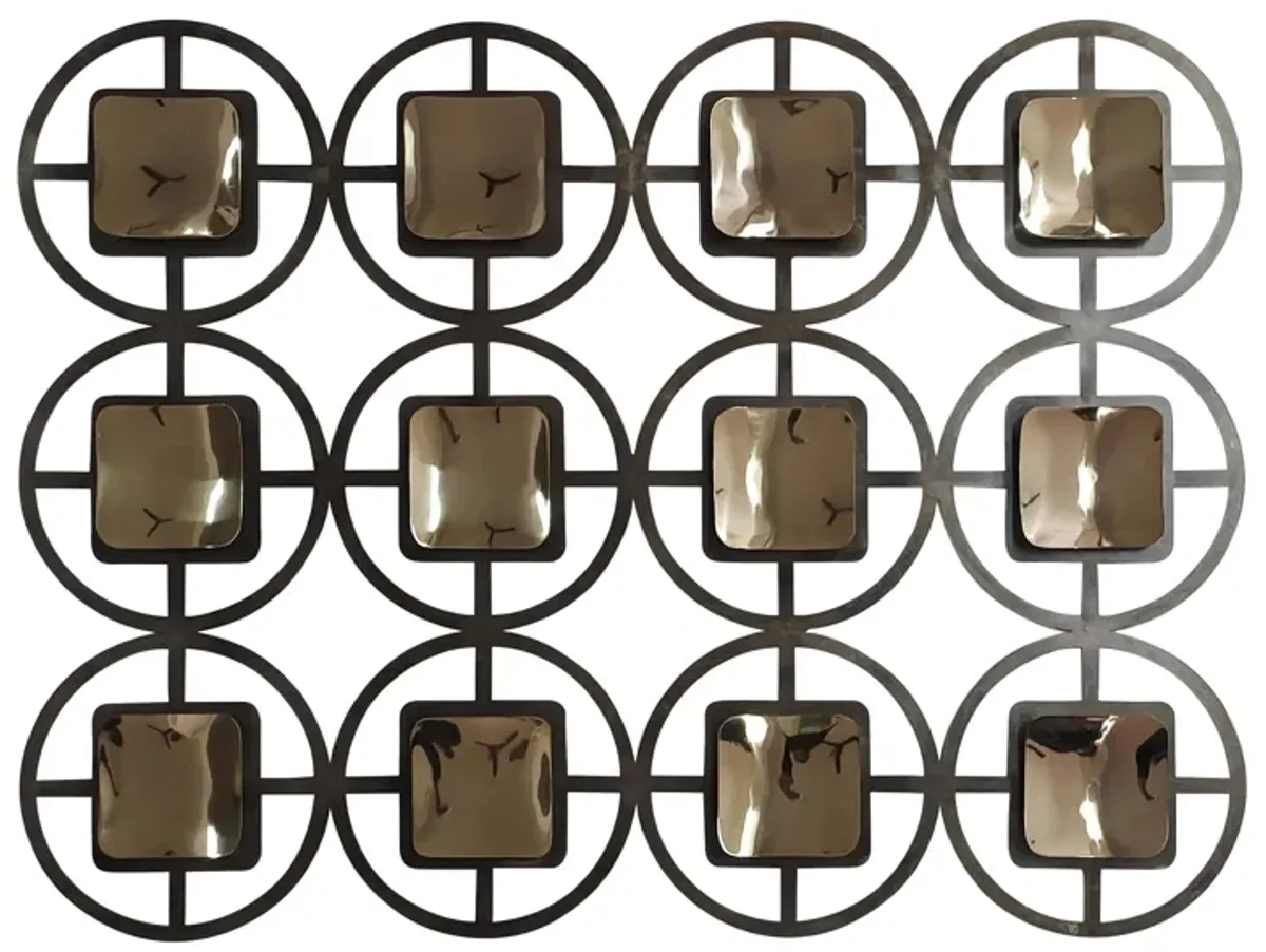 Metal, 40" Circles Wall Deco, Gold/black