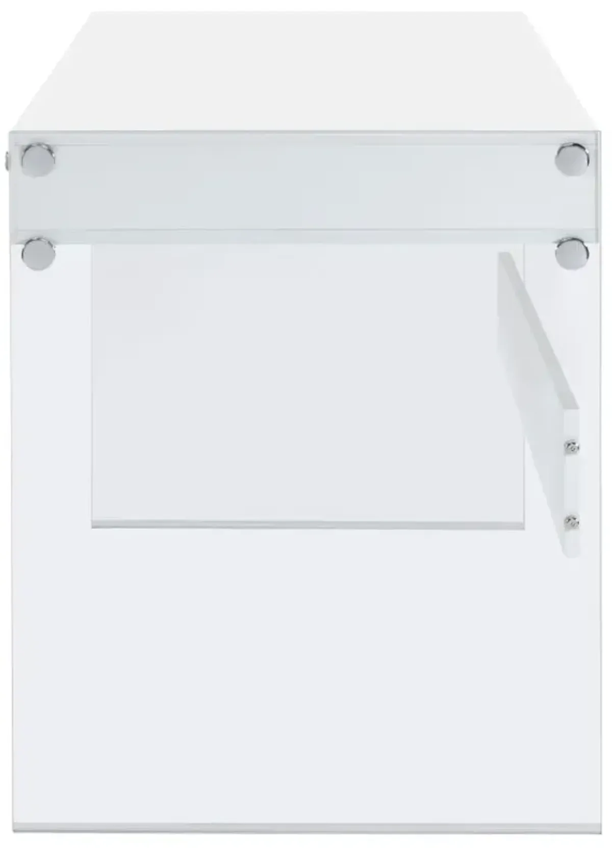 Ailani 2-Drawer Writing Desk Glossy White And Clear