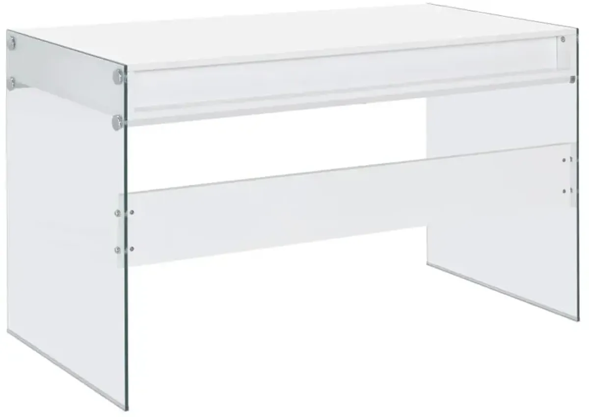 Ailani 2-Drawer Writing Desk Glossy White And Clear