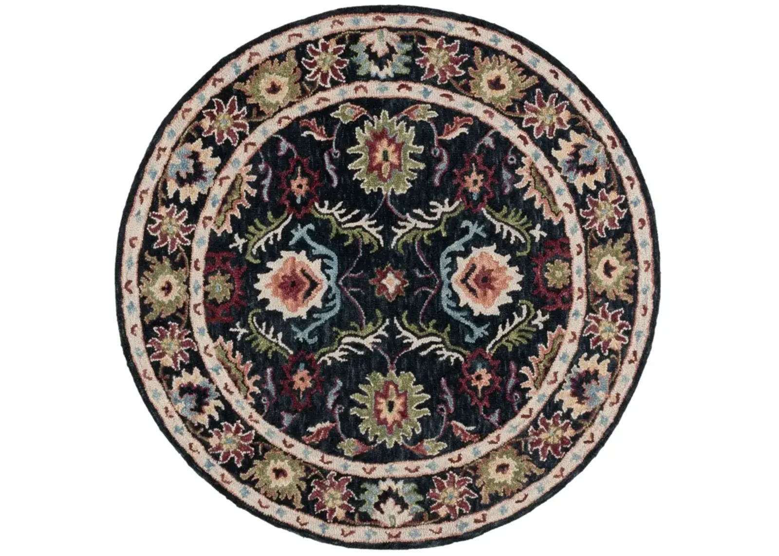 BLOSSOM 691 BLACK  6' x 6' Round Round Rug