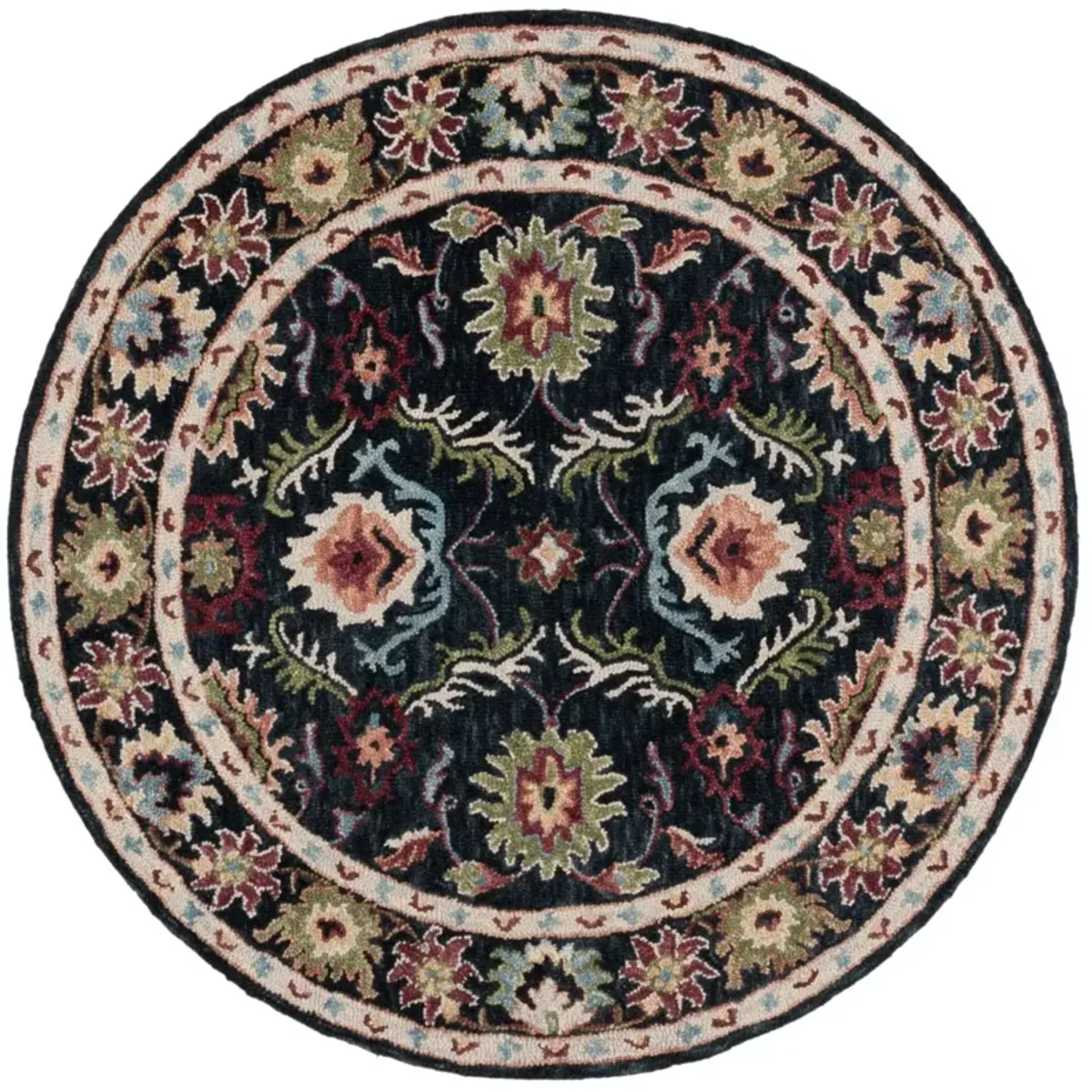 BLOSSOM 691 BLACK  6' x 6' Round Round Rug