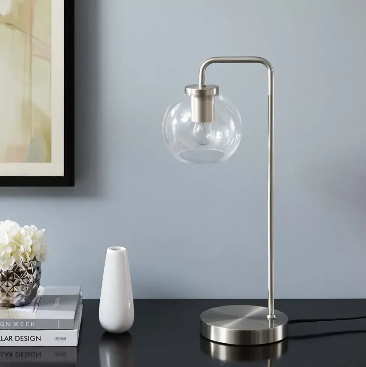 Silo Glass Globe Glass and Metal Table Lamp