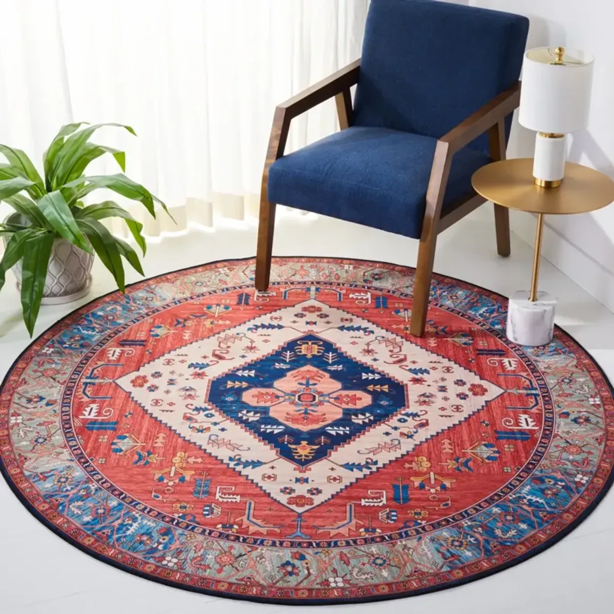 TUCSON 133 M/W S/R RUST  4' x 4' Round Round Rug