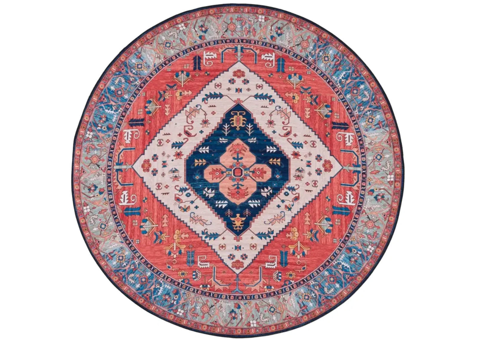 TUCSON 133 M/W S/R RUST  4' x 4' Round Round Rug