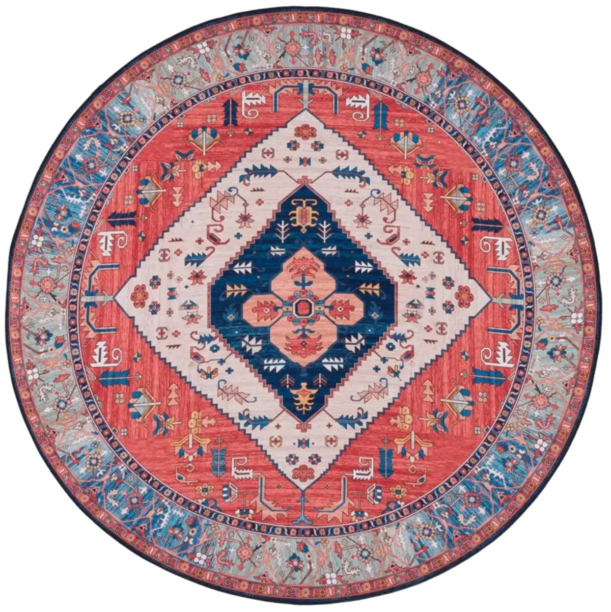 TUCSON 133 M/W S/R RUST  4' x 4' Round Round Rug