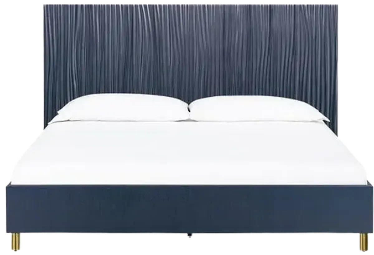 Argento King Bed in Navy Blue and Burnished Brass