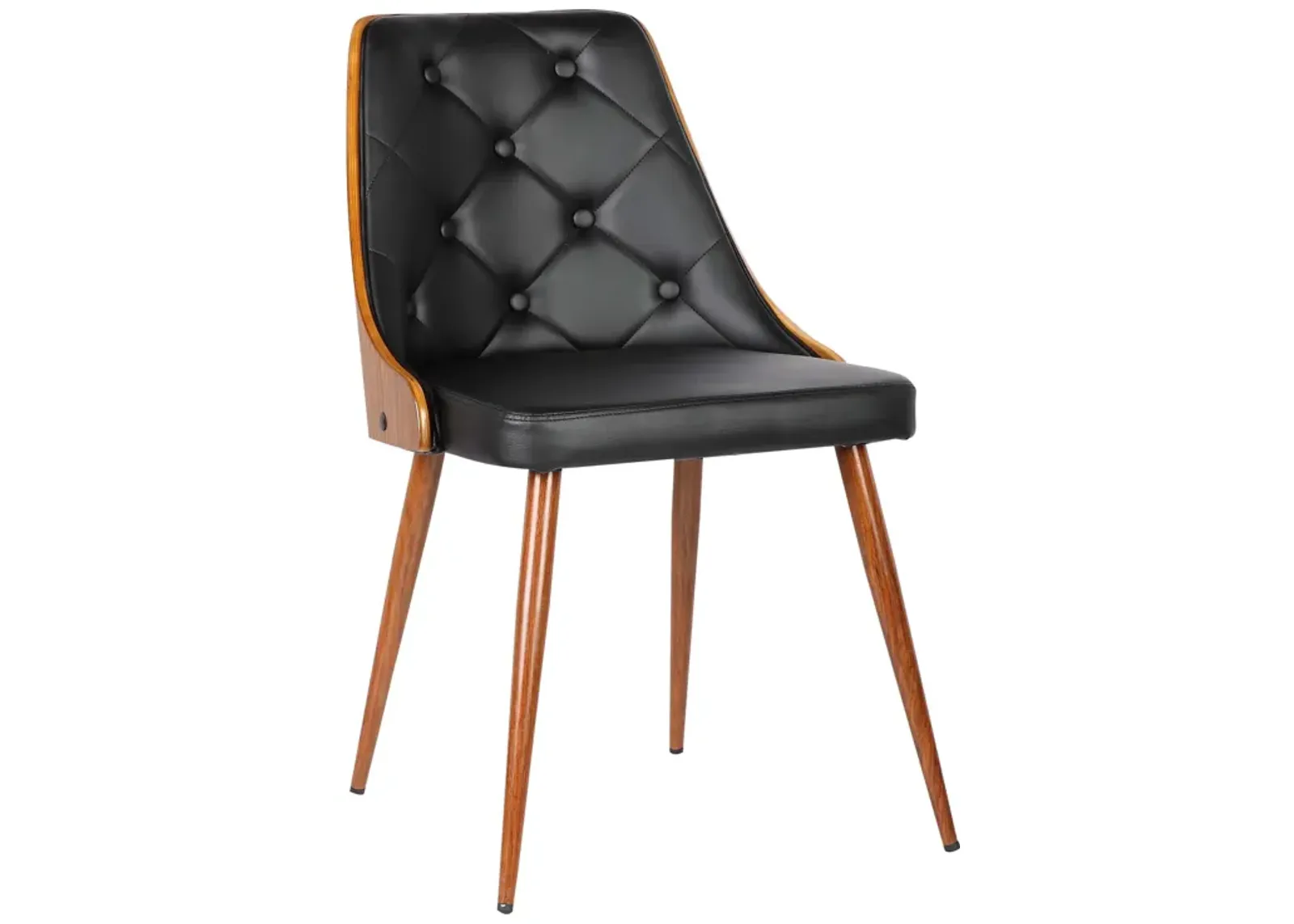 Lily Mid-Century Dining Chair in Walnut Finish and Black Faux Leather