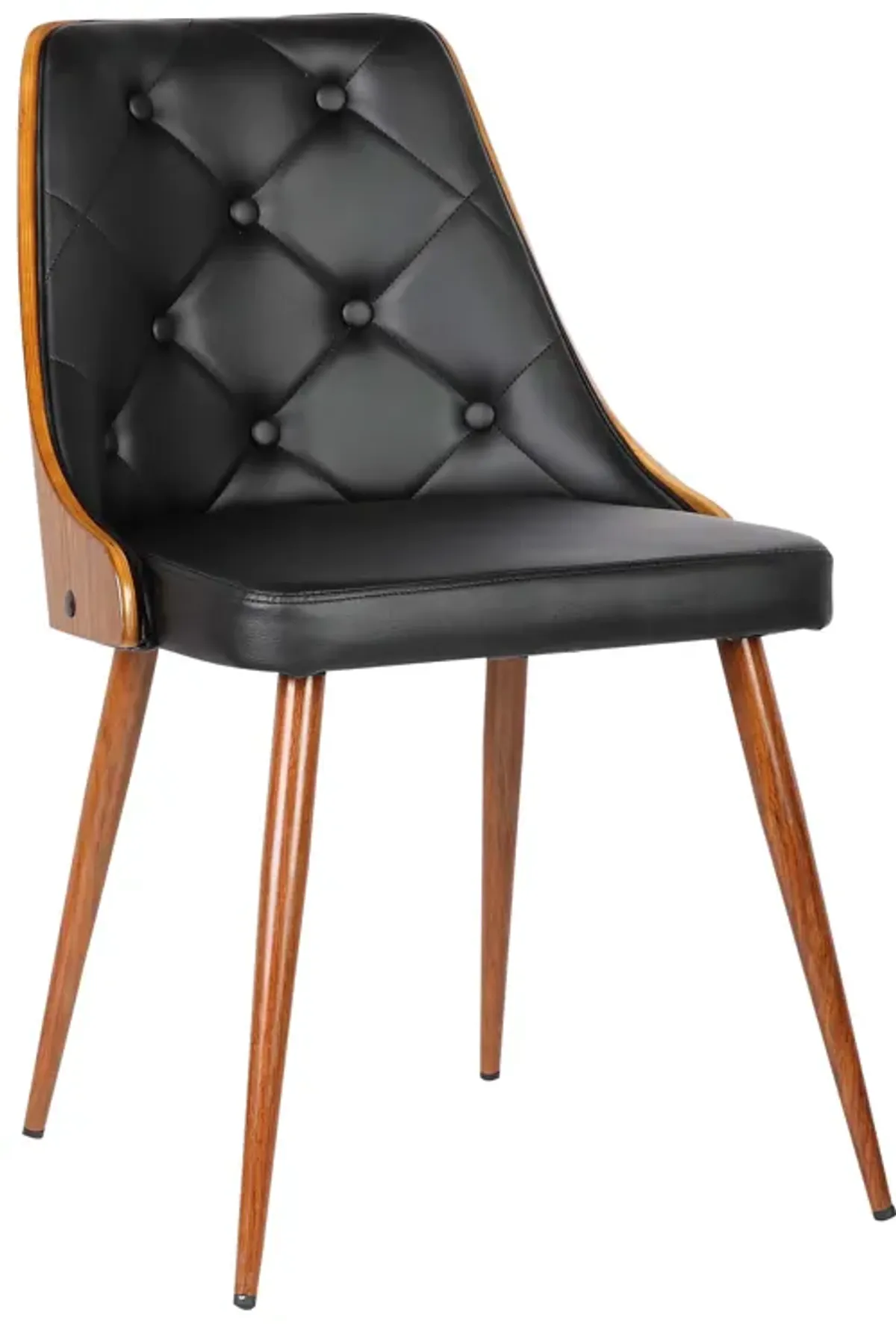 Lily Mid-Century Dining Chair in Walnut Finish and Black Faux Leather