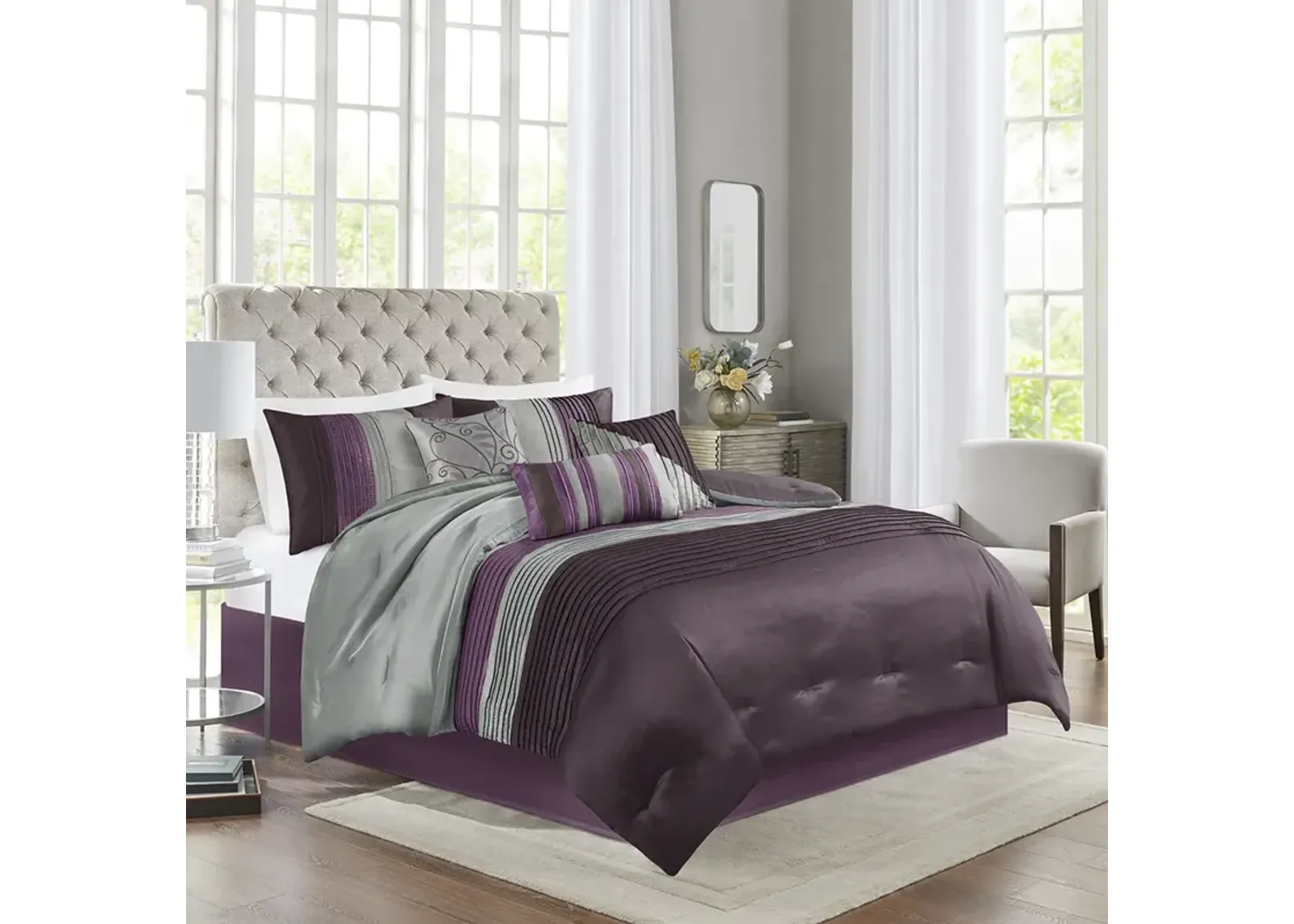 Madison Park Amherst Purple 7 Piece Comforter Set