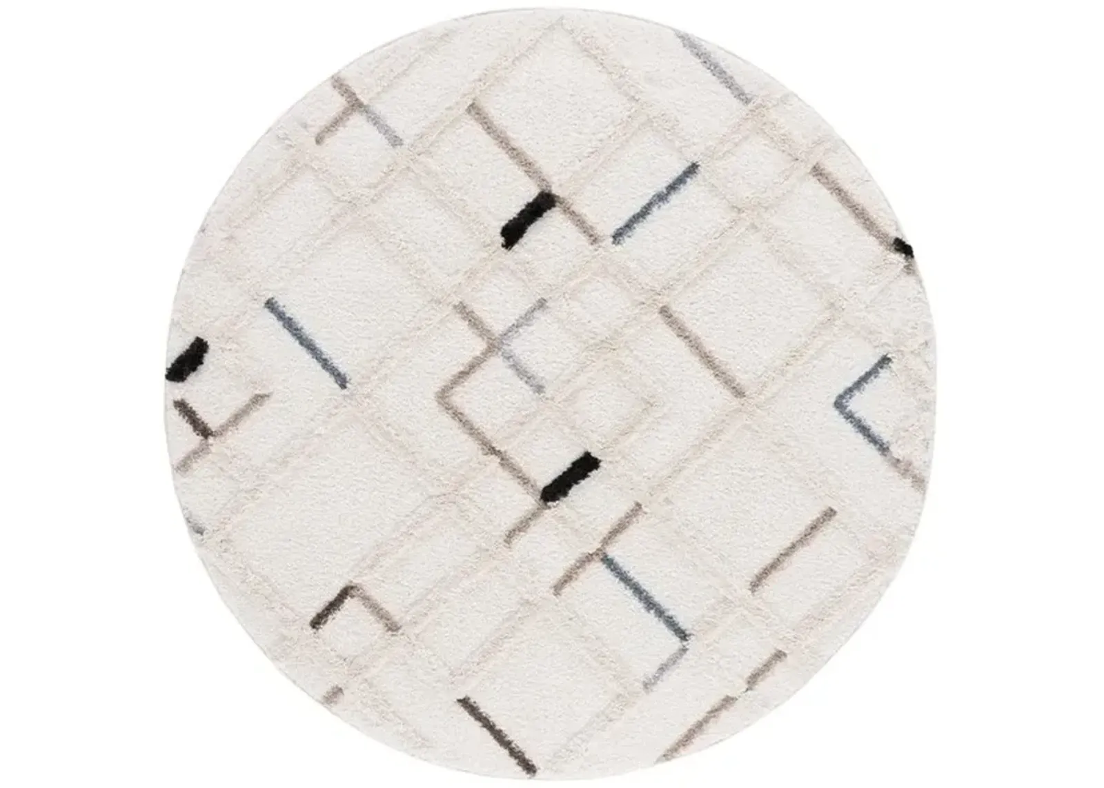 HI-LO SHAG 210 Beige 6'-7' X 6'-7' Round Round Rug