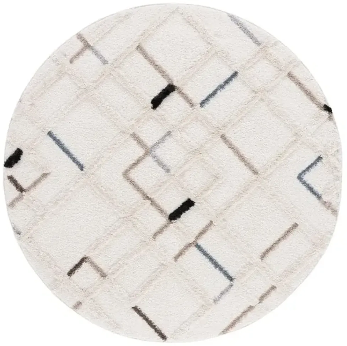 HI-LO SHAG 210 Beige 6'-7' X 6'-7' Round Round Rug