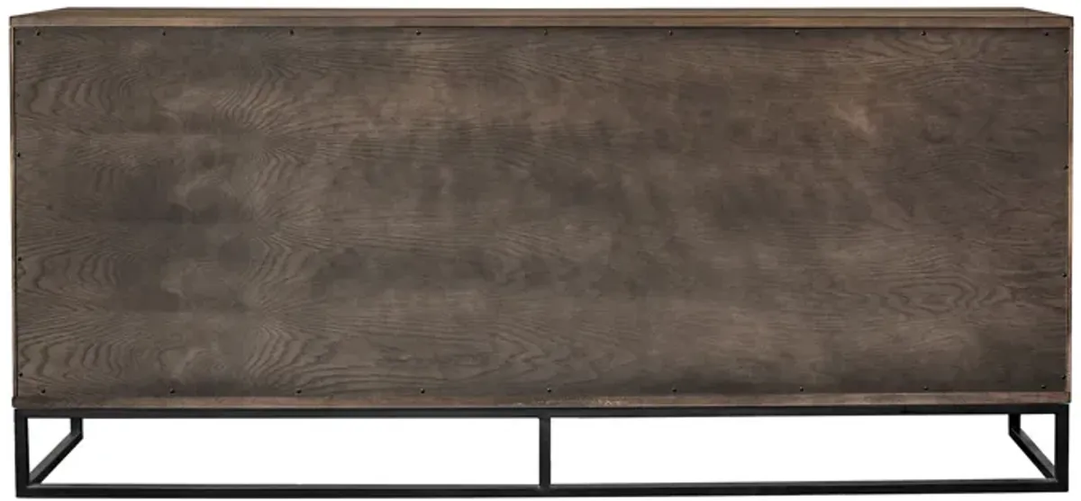 Nevada Rustic Oak Wood Sideboard In Dark Brown