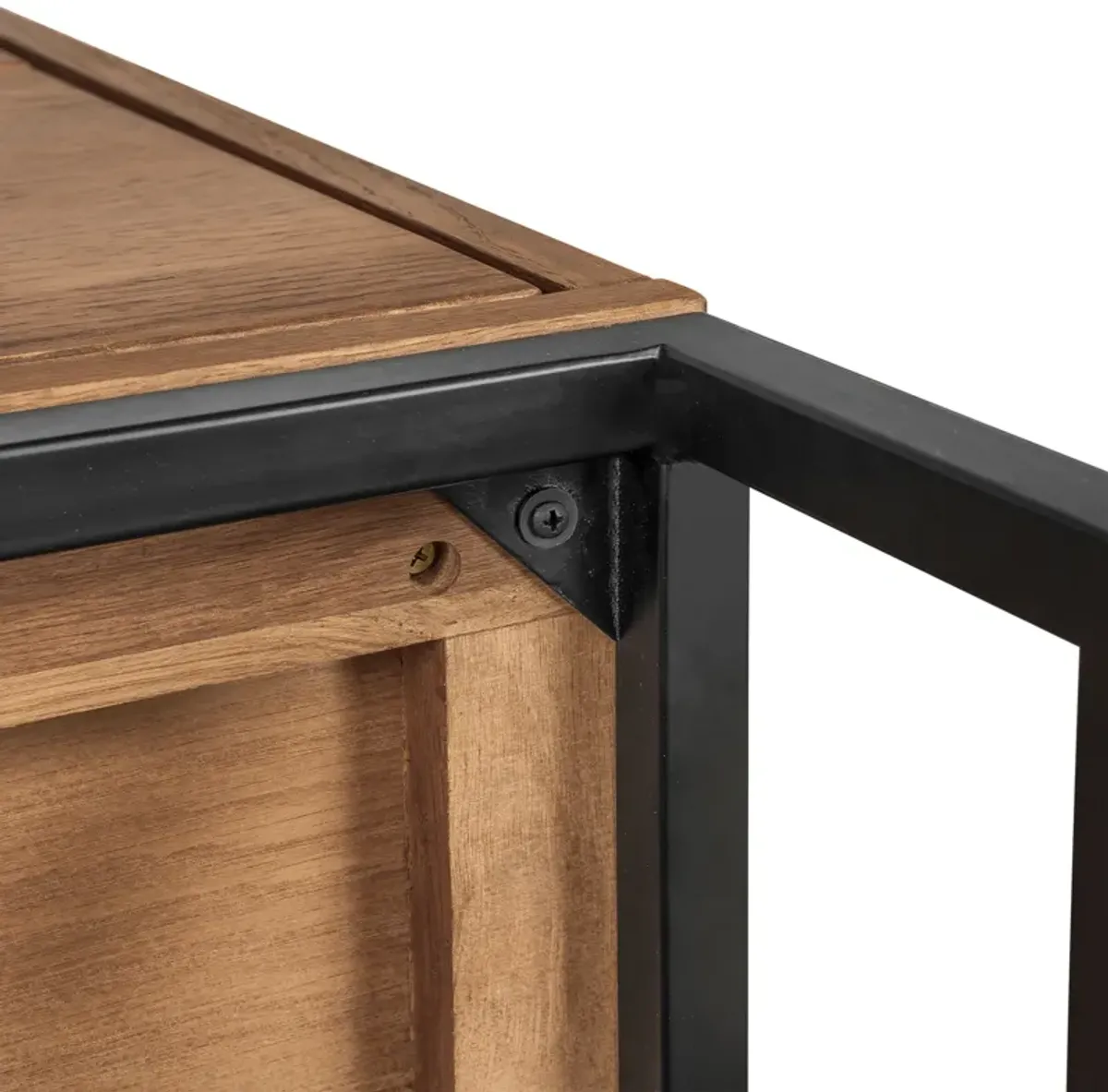 Nevada Rustic Oak Wood Sideboard In Dark Brown