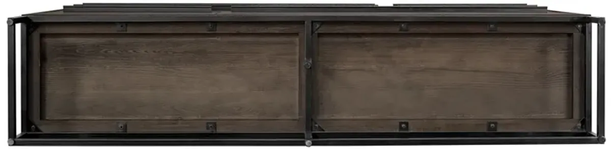 Nevada Rustic Oak Wood Sideboard In Dark Brown