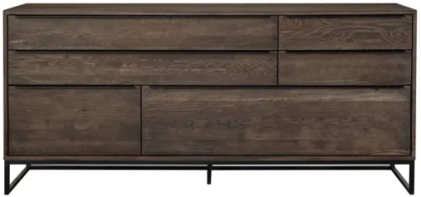 Nevada Rustic Oak Wood Sideboard In Dark Brown