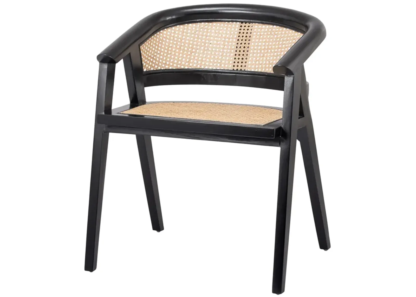 seine mahogany rattan dining side chair, black/ natural