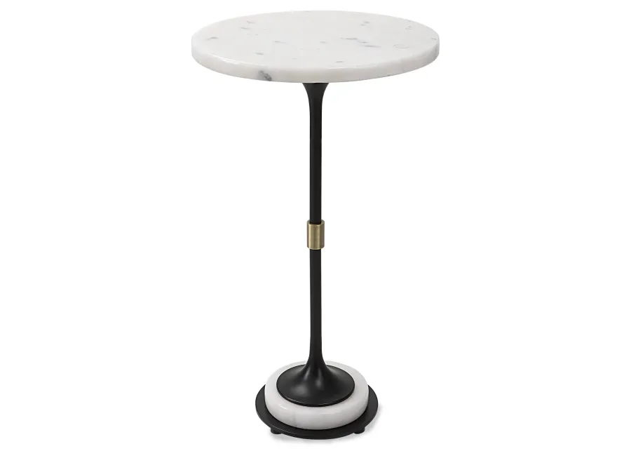 Sentry White Marble Accent Table