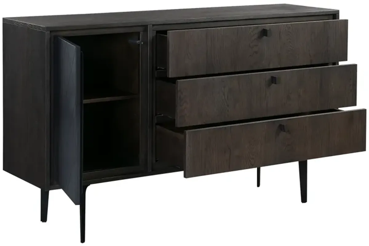 Cross Solid Oak And Metal 3-Drawer Dresser