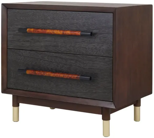 Callan KD Nightstand/Side Table 2 Drawers, Dark Walnut 