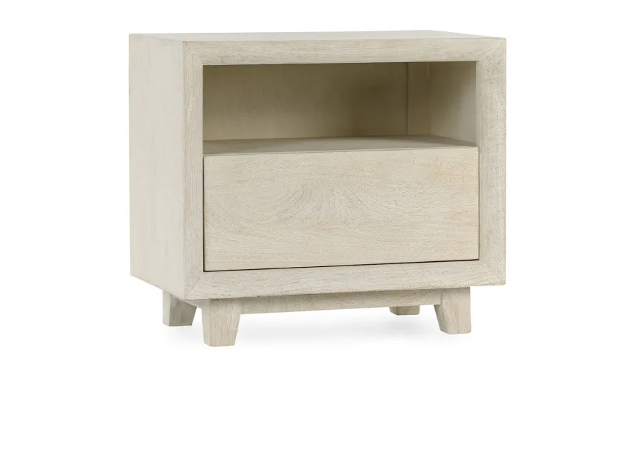 Reece One-Drawer Mango Wood Nightstand in Sand