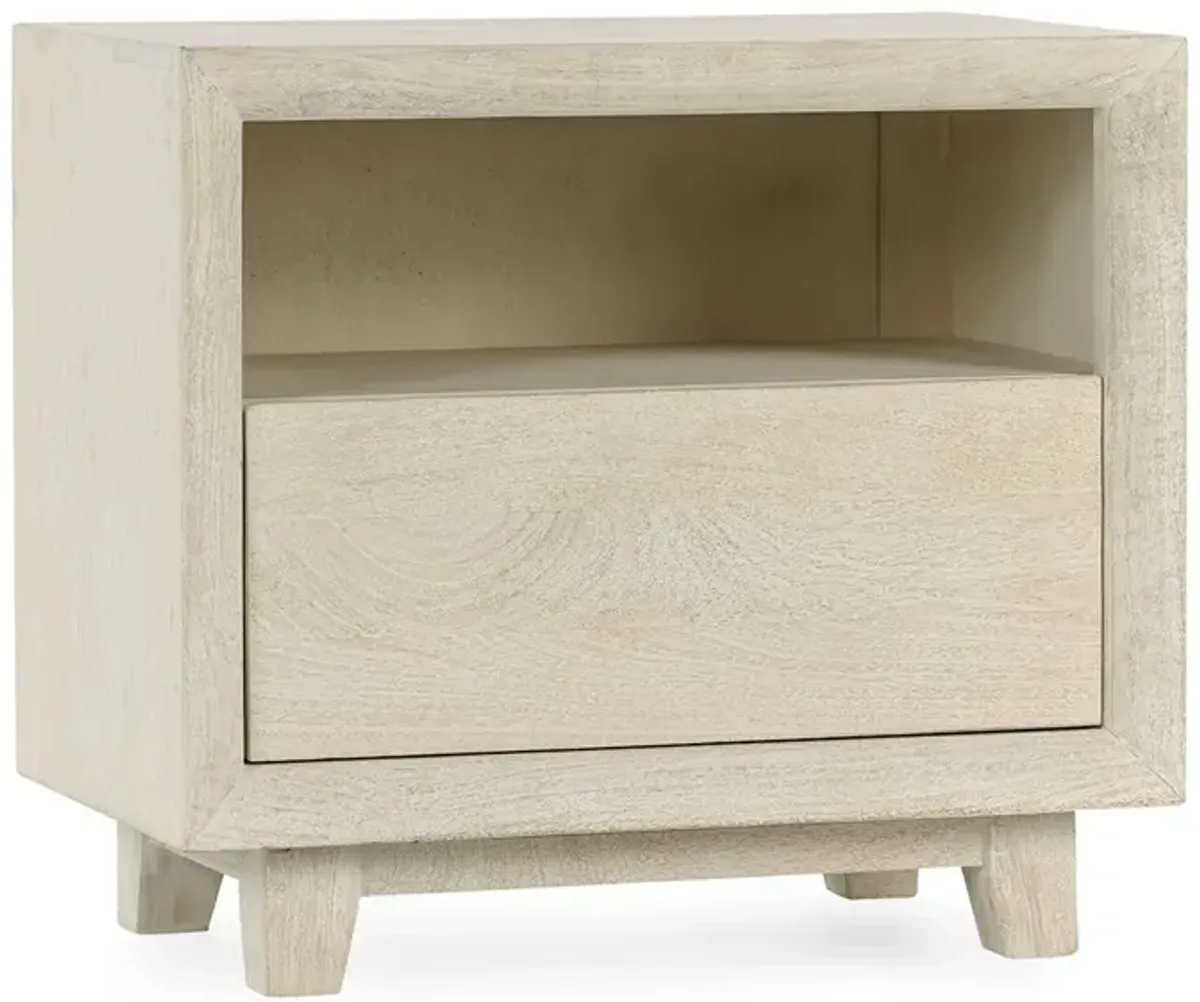 Reece One-Drawer Mango Wood Nightstand in Sand