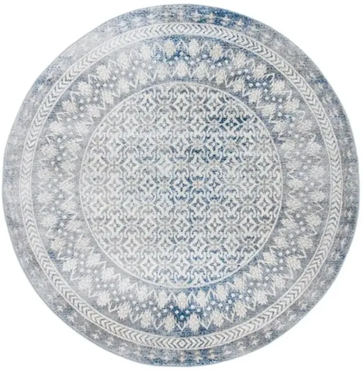 Brentwood 899 Ivory / Light Grey 6'-7" X 6'-7" Round Round Powerloomed Rug