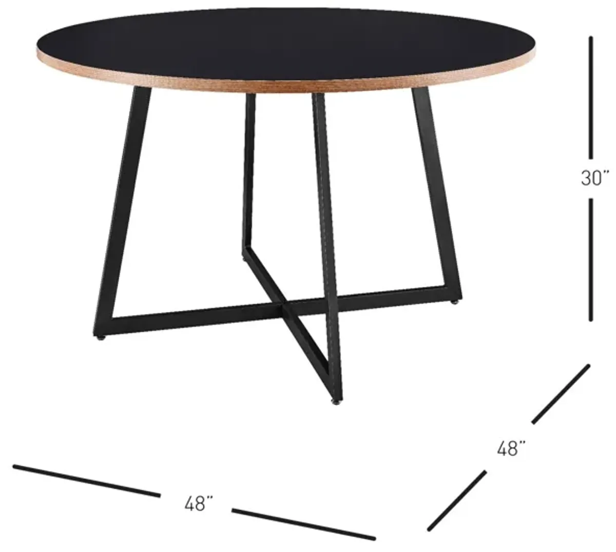 courtdale kd 48" round dining table, black(assembly required)