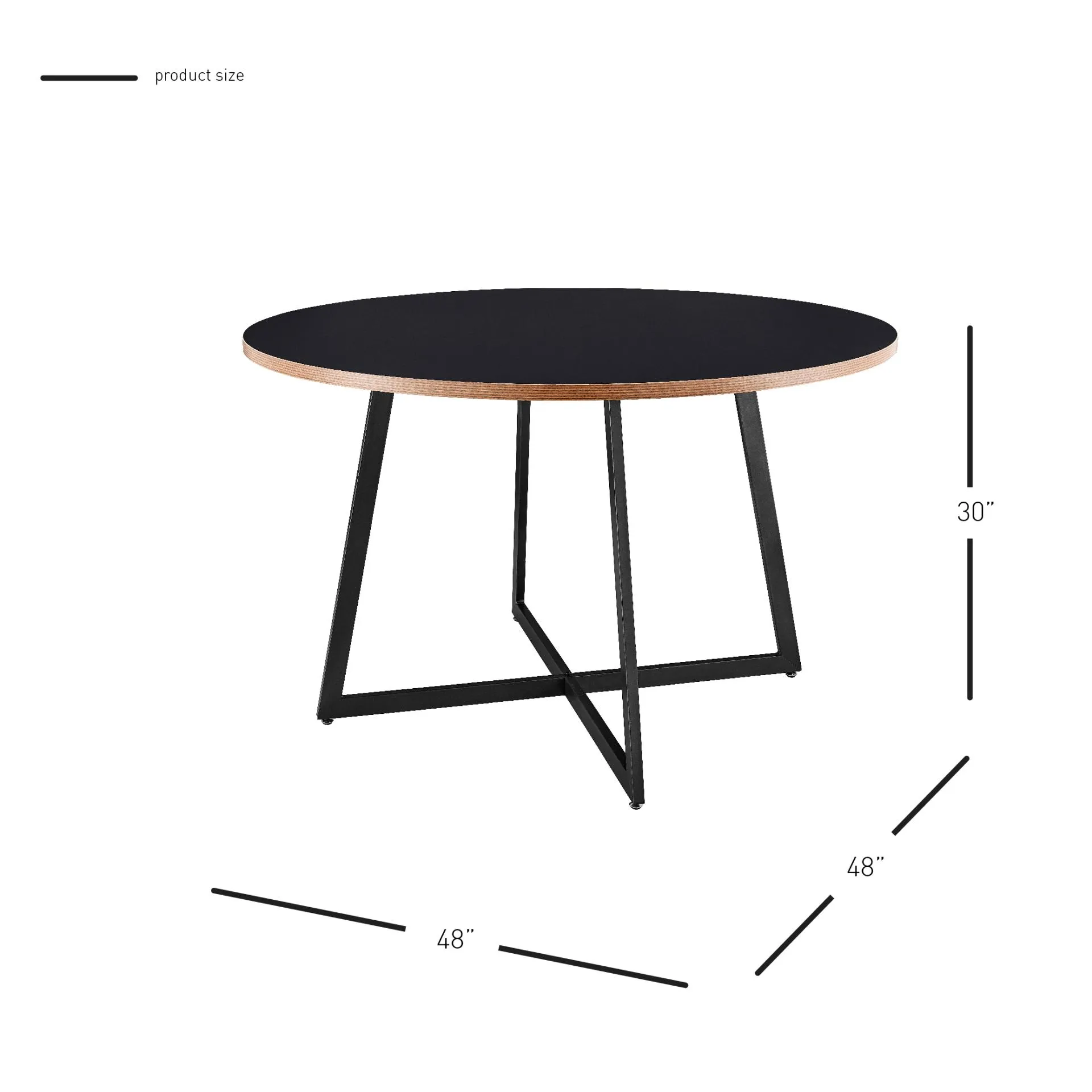 courtdale kd 48" round dining table, black(assembly required)