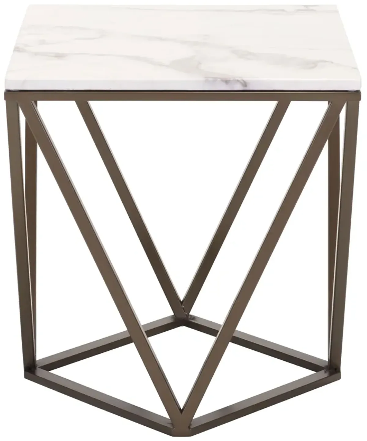 Tintern End Table White & Antique Bronze