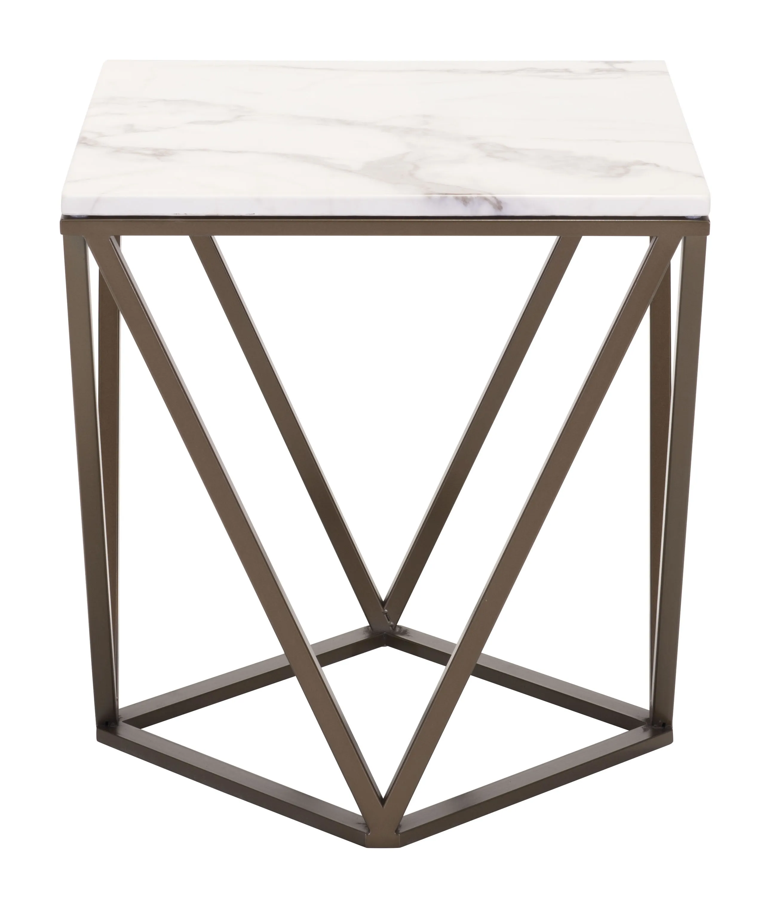 Tintern End Table White & Antique Bronze