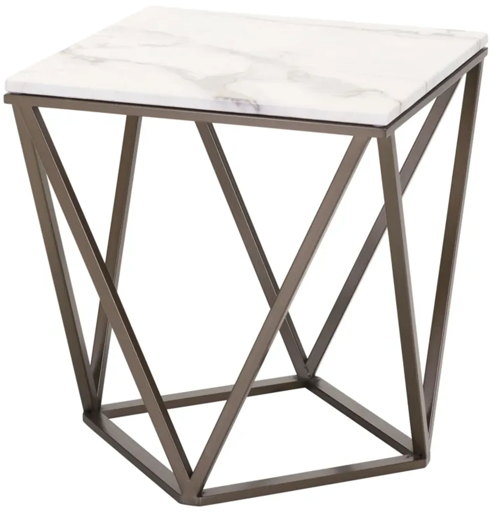 Tintern End Table White & Antique Bronze