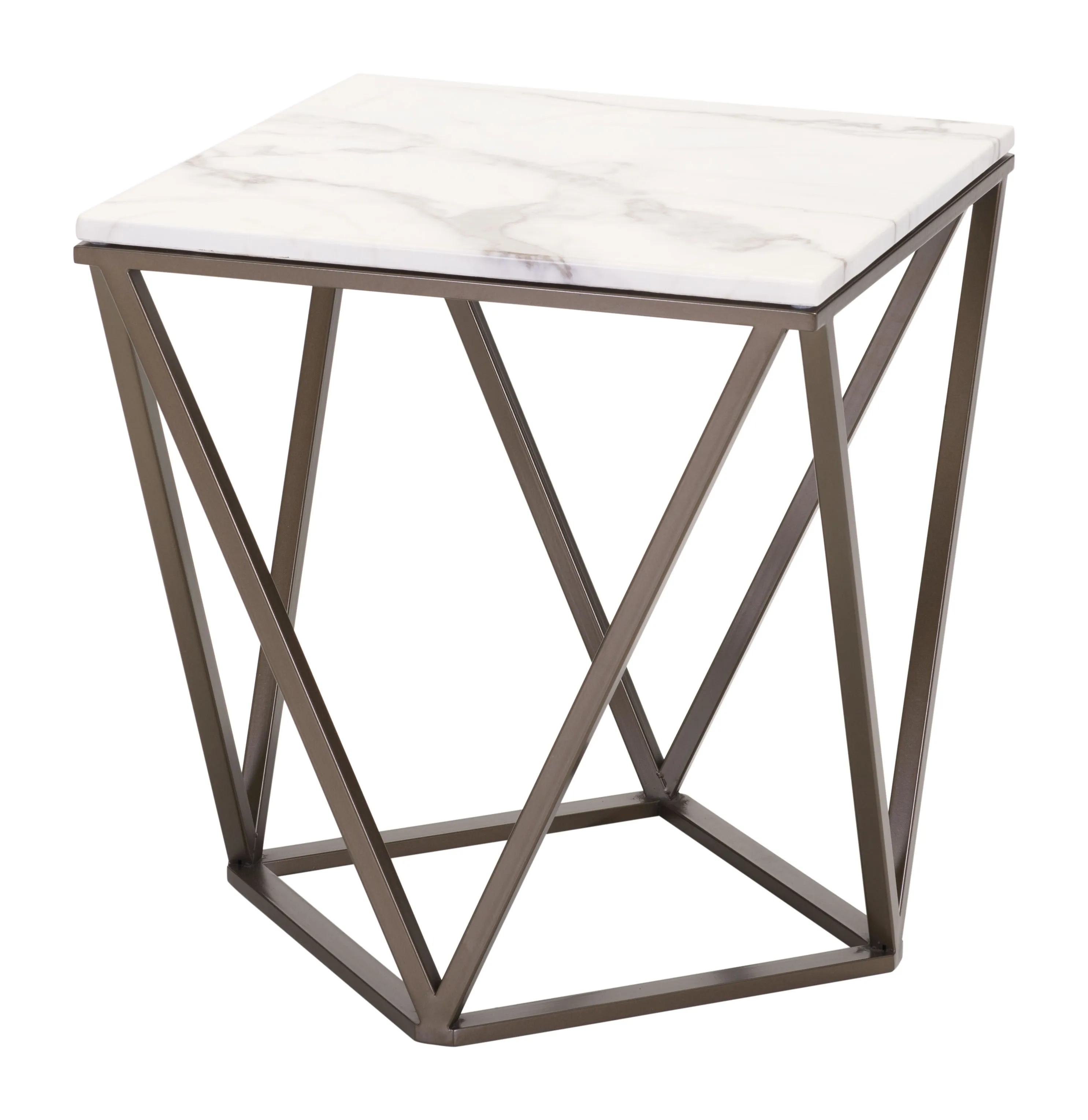 Tintern End Table White & Antique Bronze