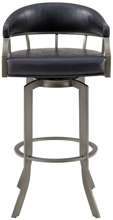 Pharaoh Swivel 30" Mineral Finish and Black Faux Leather Bar Stool