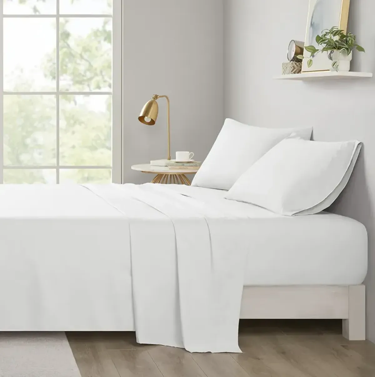 Intelligent Design Microfiber White All Season Soft Touch Sheet Set