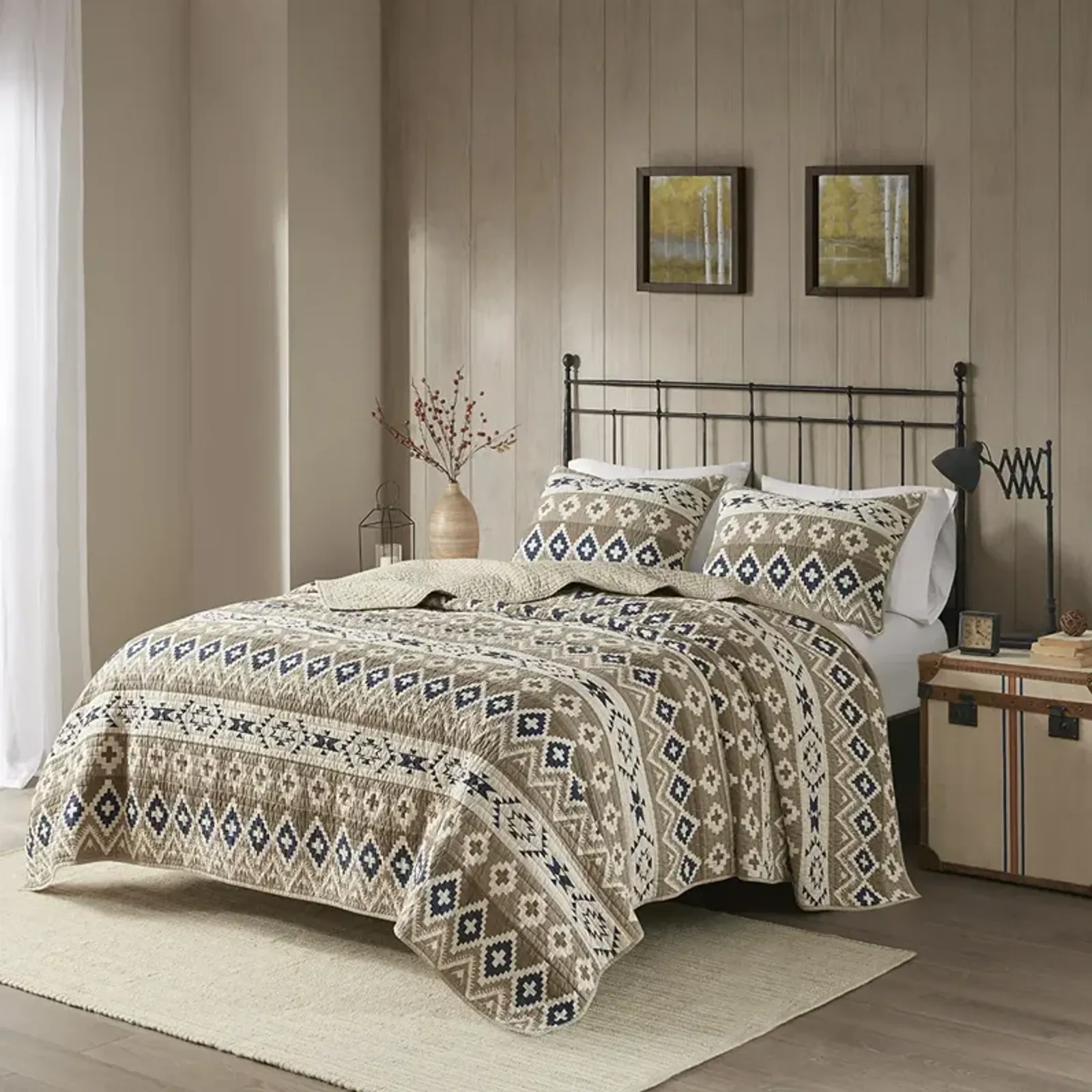 Woolrich Montana Tan Printed Cotton Oversized Quilt Mini Set