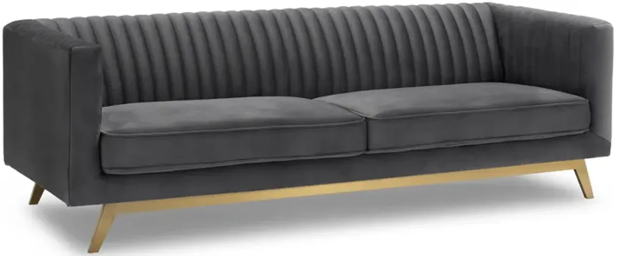 Liv Modern Dark Gray Velvet Sofa