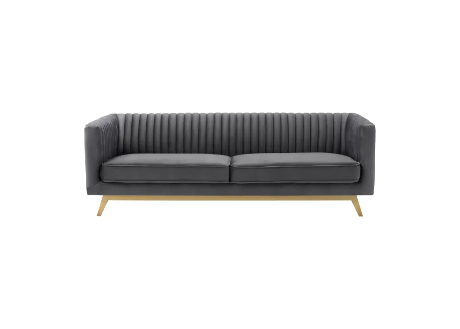 Liv Modern Dark Gray Velvet Sofa