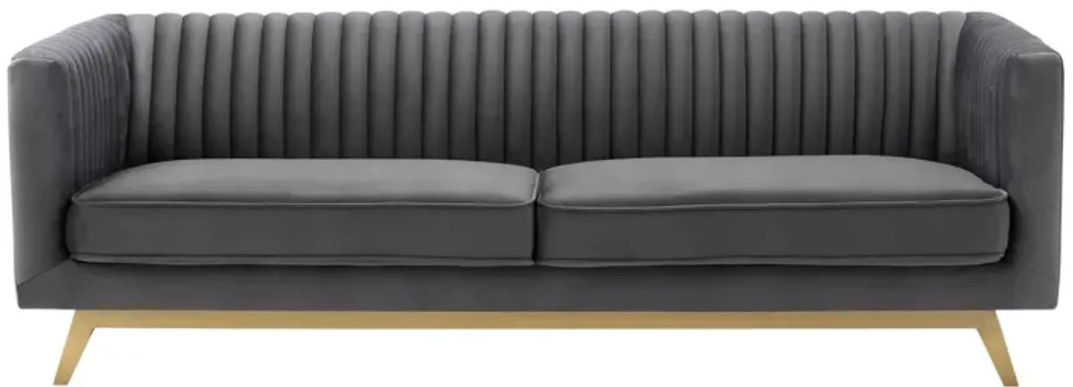 Liv Modern Dark Gray Velvet Sofa