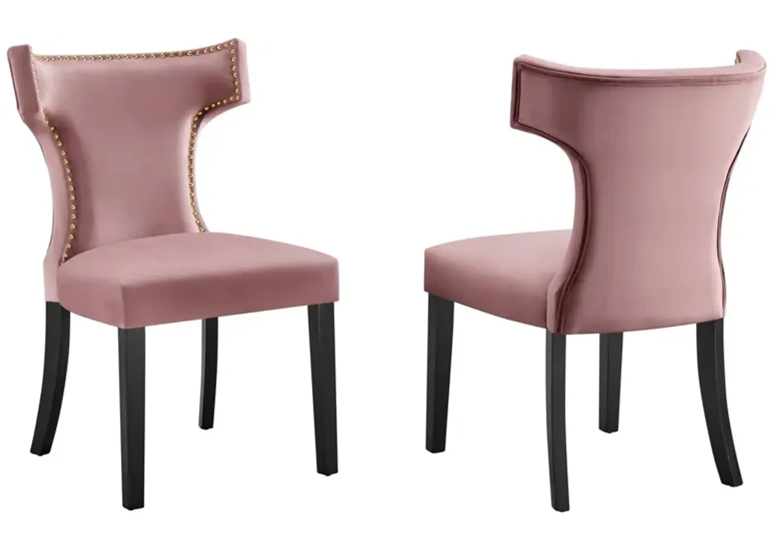 Curve Performance Velvet Dining Chairs - Set of 2