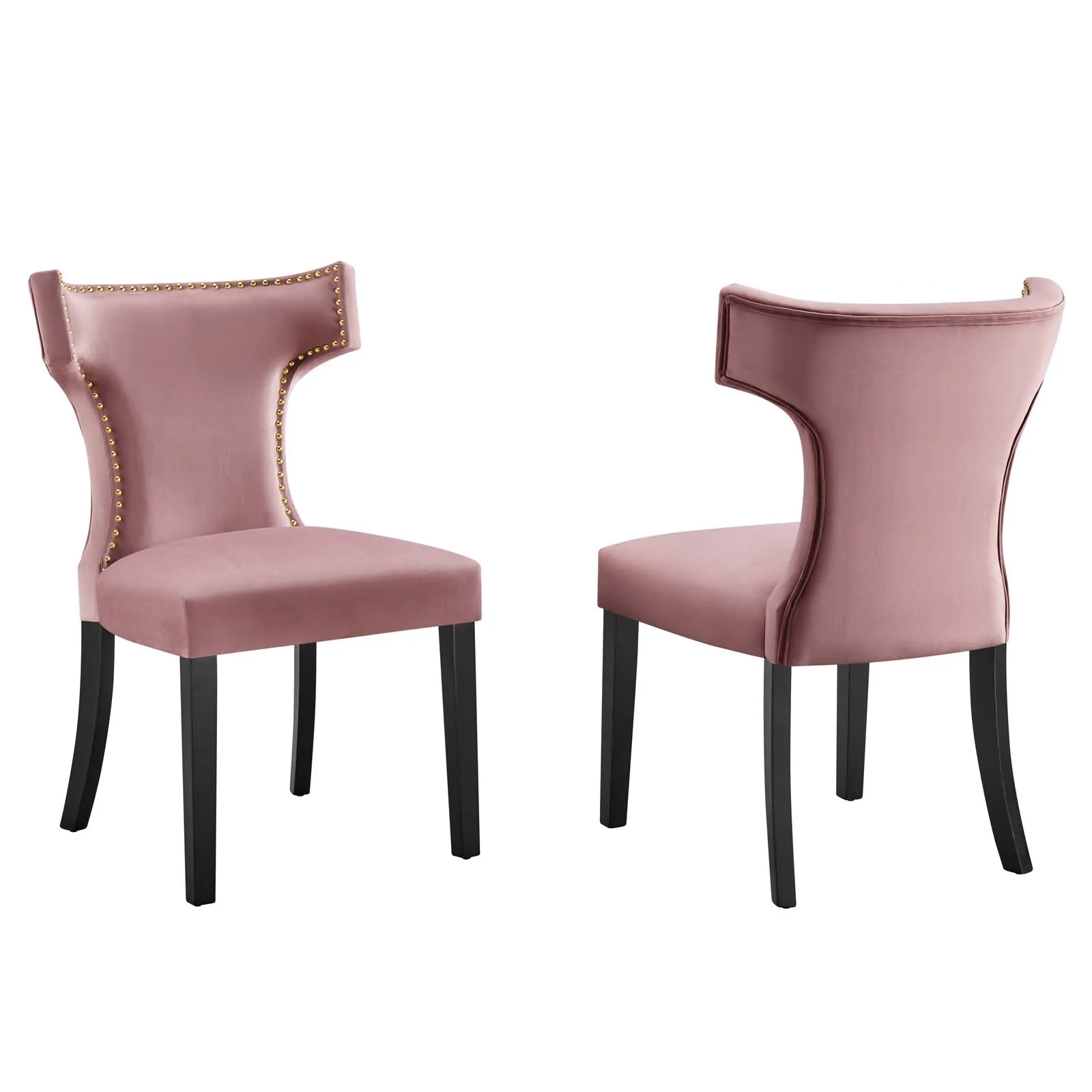 Curve Performance Velvet Dining Chairs - Set of 2