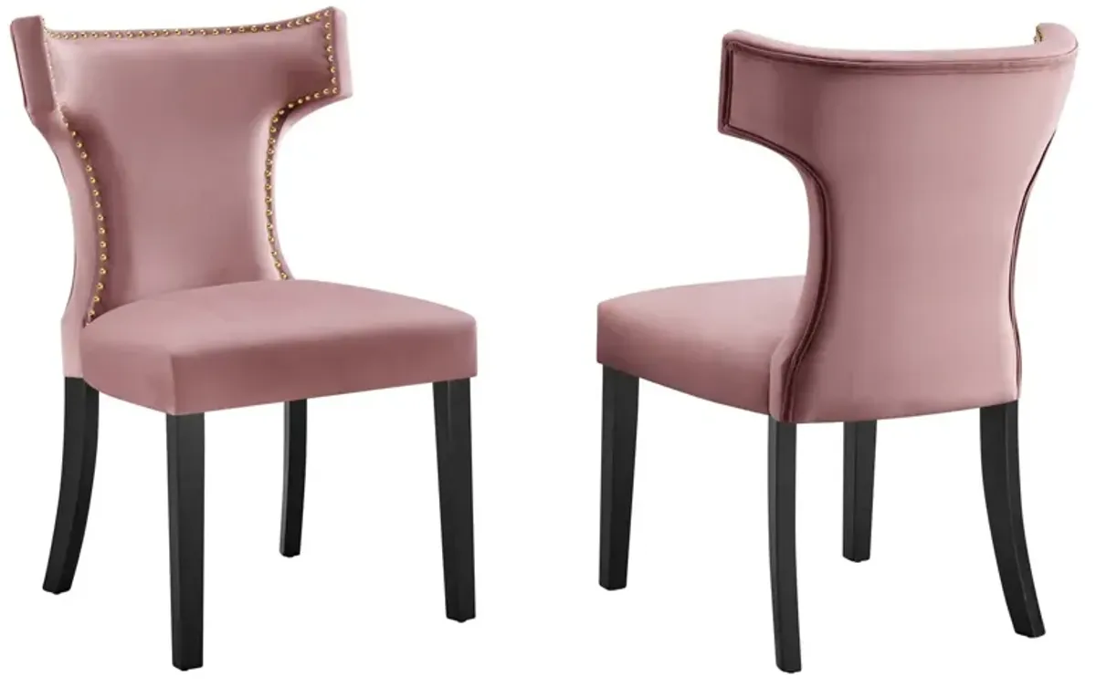 Curve Performance Velvet Dining Chairs - Set of 2