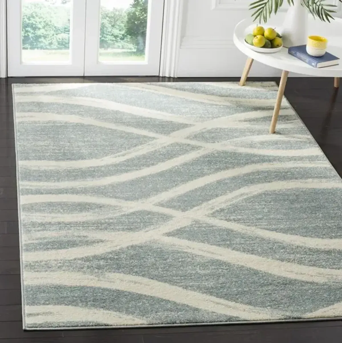 Adirondack Contemporary Cream / Slate 5'-1" X 7'-6" Powerloomed Rug