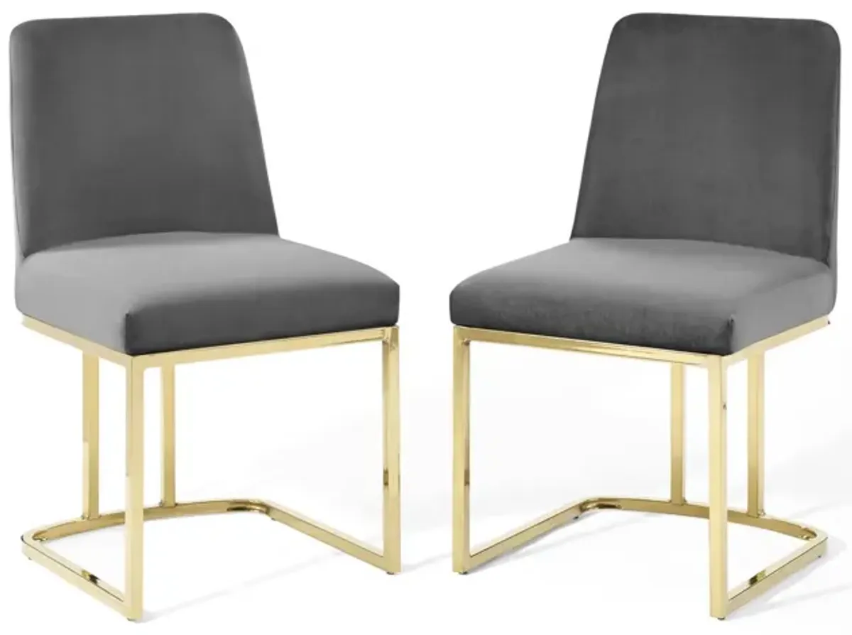 Amplify Sled Base Performance Velvet Dining Chairs - Set of 2