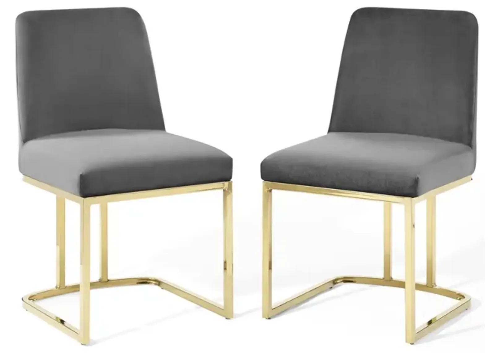 Amplify Sled Base Performance Velvet Dining Chairs - Set of 2