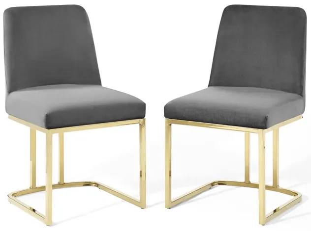 Amplify Sled Base Performance Velvet Dining Chairs - Set of 2