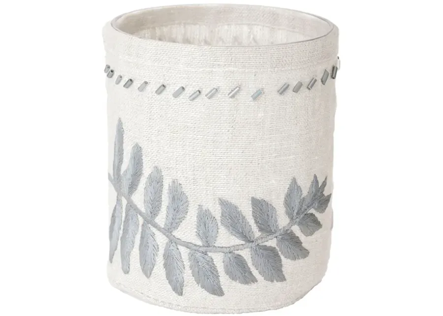 Linen Silver Stitched Fern Votive-s